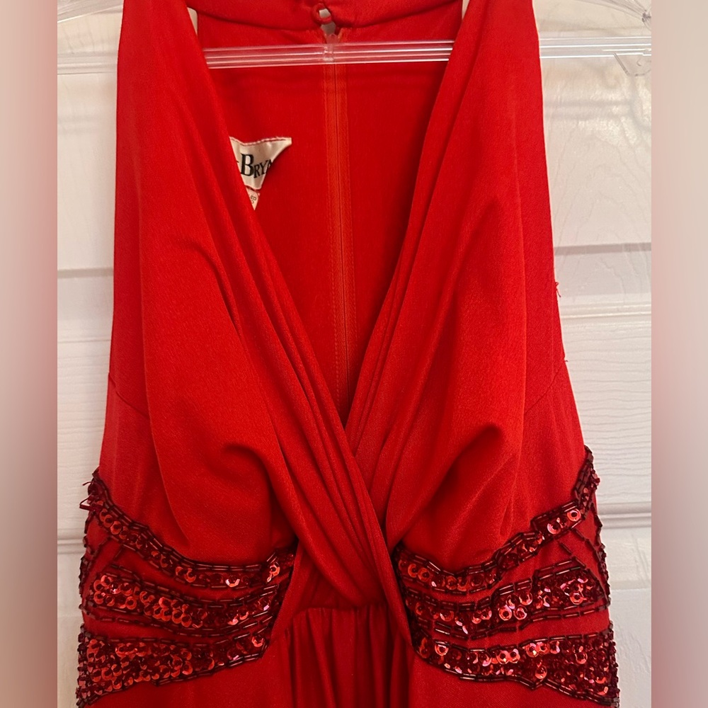 70s Elegant Jack Bryan Retro Vintage Red Maxi Night Party Formal
